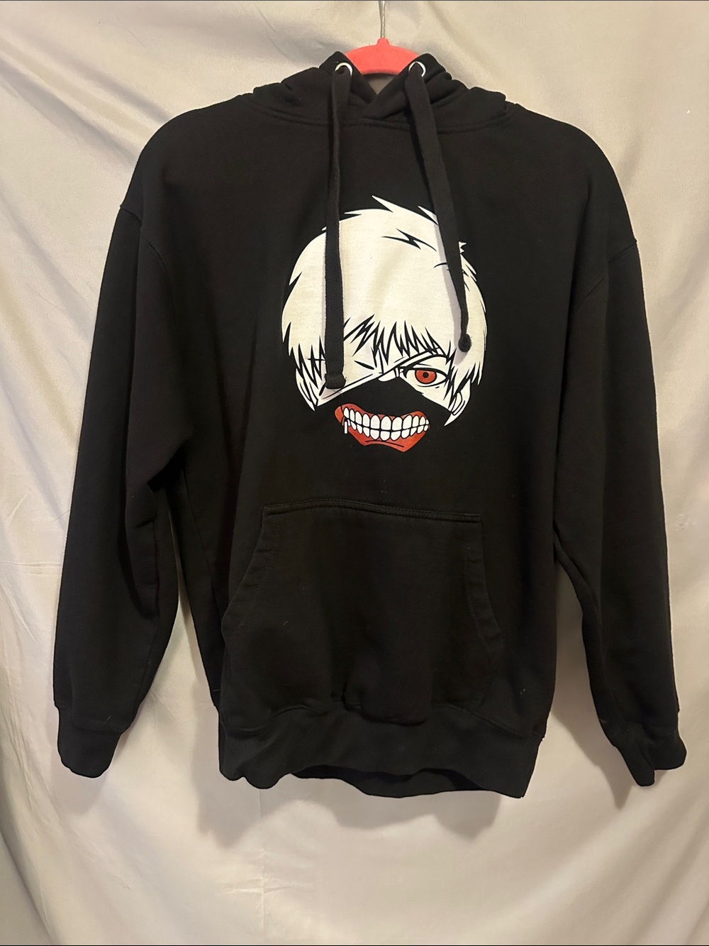 Black Anime Face Graphic Hoodie - Unbranded